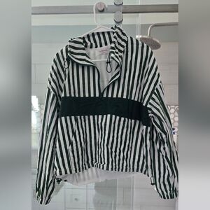 Butter Melon - 1/4 Zip Windbreaker Jacket in Green and White